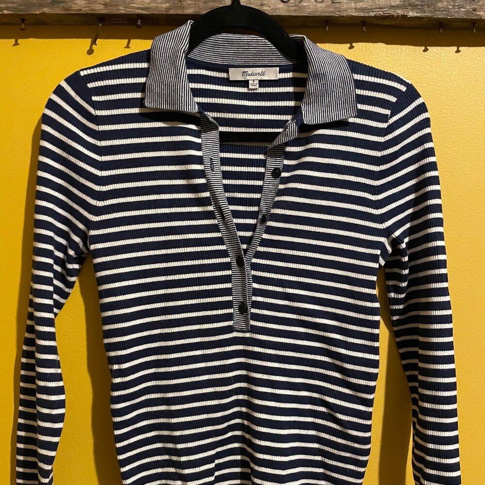 Madewell Striped Collared Sweater - Size Small